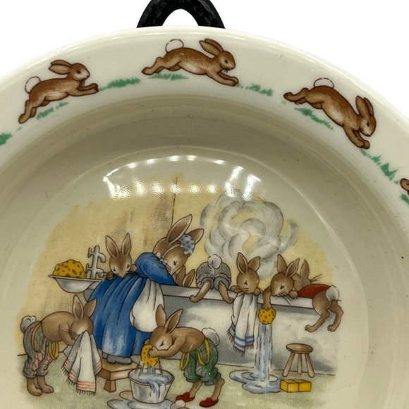 Royal Doulton BUNNYKINS Mid Century Child Warming Bowl Rabbit Easter Holiday - Picture 5 of 5